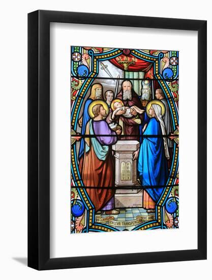 Stained glass of Presentation of Jesus Christ at the Temple, Shrine of Our Lady of La Salette-Godong-Framed Photographic Print