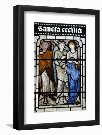 Stained glass of St. Cecilia, Oxford's Cathedral at Christ Church College, Oxford-Godong-Framed Photographic Print