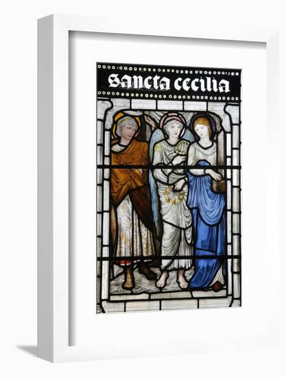 Stained glass of St. Cecilia, Oxford's Cathedral at Christ Church College, Oxford-Godong-Framed Photographic Print
