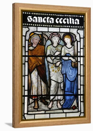 Stained glass of St. Cecilia, Oxford's Cathedral at Christ Church College, Oxford-Godong-Framed Premier Image Canvas
