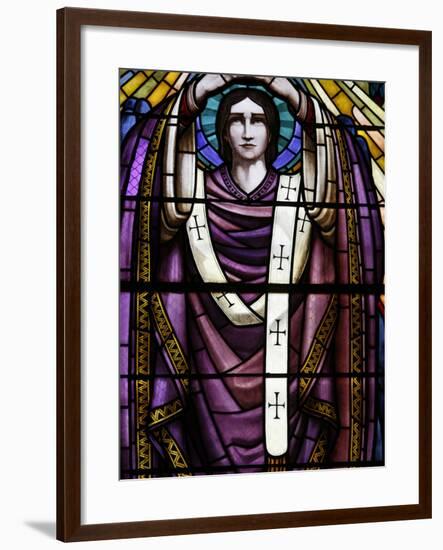 Stained Glass of St. John, Saint-Pothin Church, Lyon, Rhone, France, Europe-Godong-Framed Photographic Print