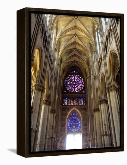 Stained Glass Rose Window, Notre-Dame Cathedral, Reims, Marne, Champagne-Ardenne, France-Richardson Peter-Framed Premier Image Canvas
