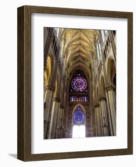 Stained Glass Rose Window, Notre-Dame Cathedral, Reims, Marne, Champagne-Ardenne, France-Richardson Peter-Framed Premium Photographic Print