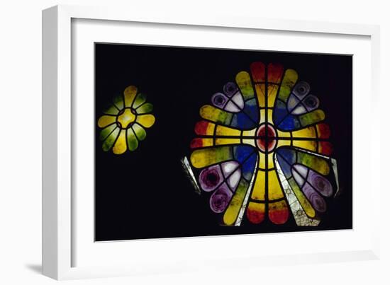 Stained Glass Window. 19th Century. Crypt of the Colonia Guell by Antonio Gaudi (1852-1926). Spain-Antonio Gaudi-Framed Photographic Print