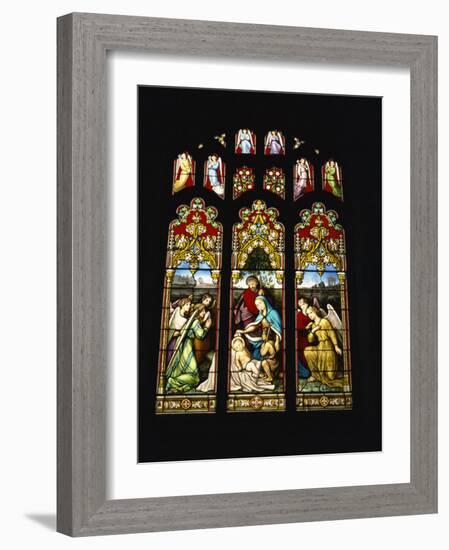 Stained Glass Window at Stoke by Nayland Church in Constable Country, Suffolk, England, UK-Robert Francis-Framed Photographic Print