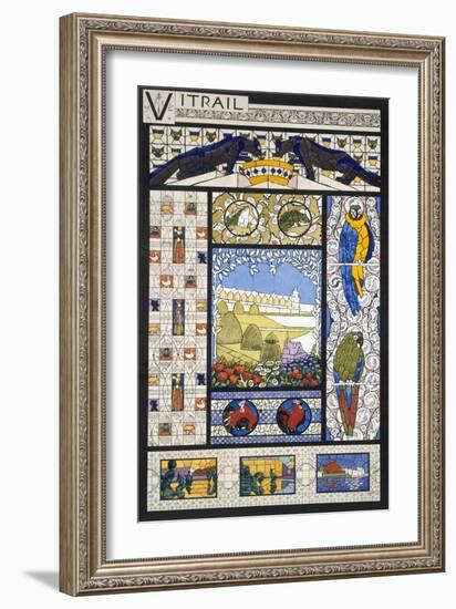 Stained Glass Window Designs, from 'Decorative Sketches', C.1895 (Colour Litho)-Rene Binet-Framed Giclee Print