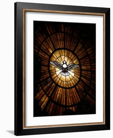 Stained Glass Window in St. Peter's Basilica of Holy Spirit Dove Symbol, Vatican, Rome, Italy-Godong-Framed Photographic Print