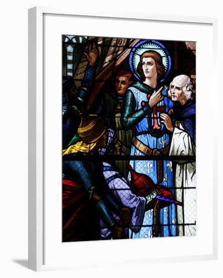 Stained Glass Window of Crusading St. Louis Meeting the Emir, St. Louis Church, Vittel, France-Godong-Framed Photographic Print
