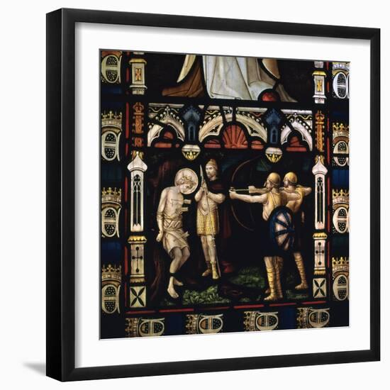 Stained glass window of St Edmund being martyred by Danes, 9th century. Artist: Unknown-Unknown-Framed Giclee Print