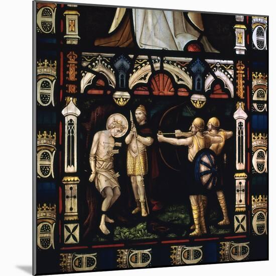 Stained glass window of St Edmund being martyred by Danes, 9th century. Artist: Unknown-Unknown-Mounted Giclee Print