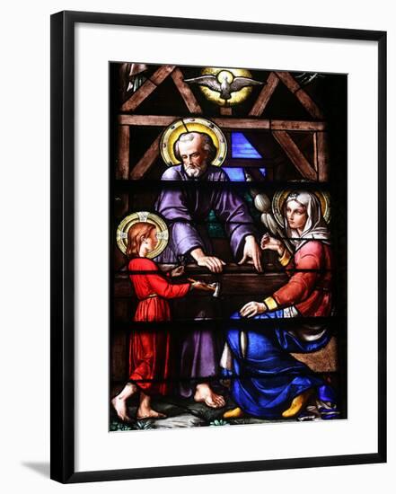 Stained Glass Window of the Holy Family, Our Lady of Geneva Basilica, Geneva. Switzerland, Europe-Godong-Framed Photographic Print