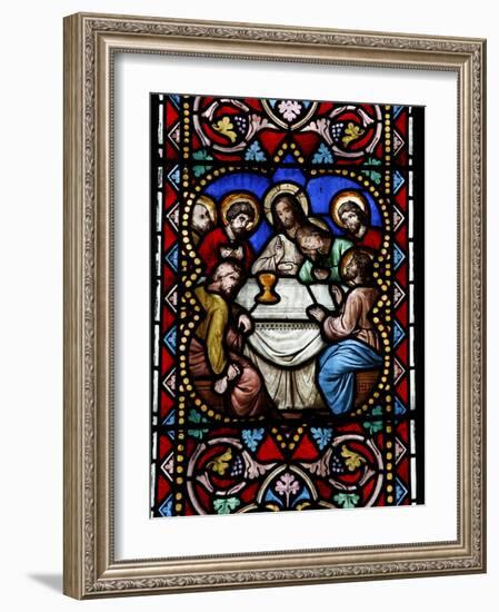 Stained Glass Window of the Last Supper, Saint-Samson Cathedra, Dol-De-Bretagne-Godong-Framed Photographic Print