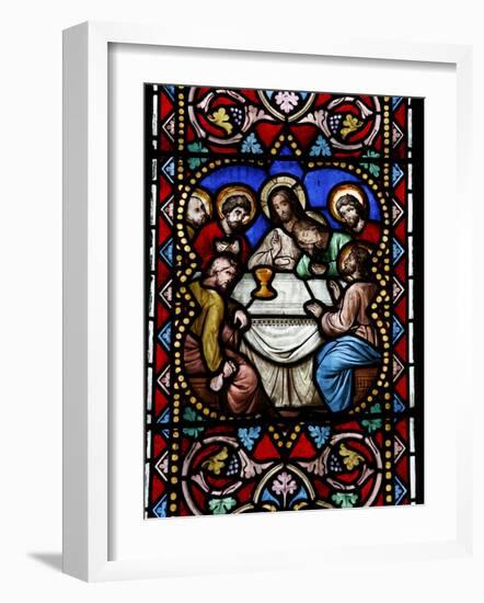 Stained Glass Window of the Last Supper, Saint-Samson Cathedra, Dol-De-Bretagne-Godong-Framed Photographic Print