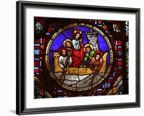 Stained Glass Window of the Miracle of Fishing, Lyon, Rhone, France, Europe-Godong-Framed Photographic Print