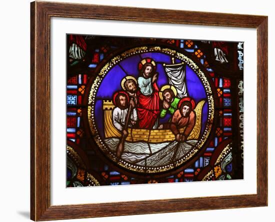 Stained Glass Window of the Miracle of Fishing, Lyon, Rhone, France, Europe-Godong-Framed Photographic Print