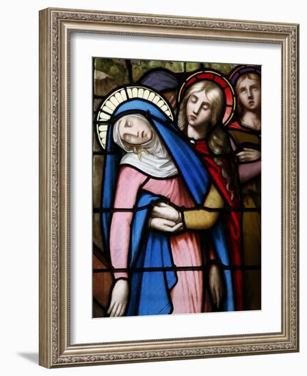 Stained Glass Window of Virgin Mary at Collegiale Notre-Dame Des Marais, Rhones-Alpes, France-Godong-Framed Photographic Print