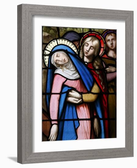 Stained Glass Window of Virgin Mary at Collegiale Notre-Dame Des Marais, Rhones-Alpes, France-Godong-Framed Photographic Print