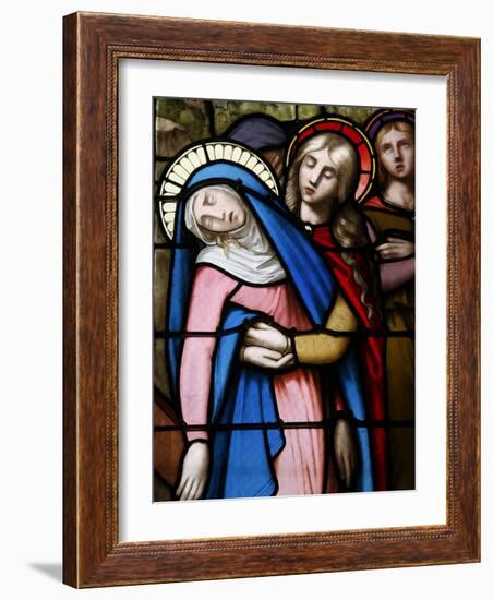 Stained Glass Window of Virgin Mary at Collegiale Notre-Dame Des Marais, Rhones-Alpes, France-Godong-Framed Photographic Print