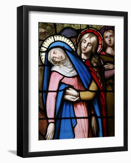 Stained Glass Window of Virgin Mary at Collegiale Notre-Dame Des Marais, Rhones-Alpes, France-Godong-Framed Photographic Print