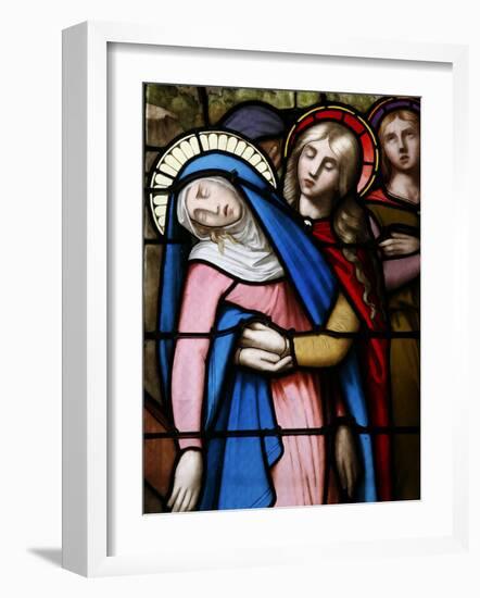 Stained Glass Window of Virgin Mary at Collegiale Notre-Dame Des Marais, Rhones-Alpes, France-Godong-Framed Photographic Print