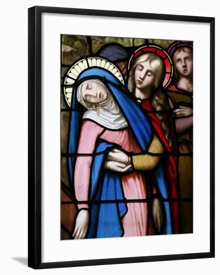 Stained Glass Window of Virgin Mary at Collegiale Notre-Dame Des Marais, Rhones-Alpes, France-Godong-Framed Photographic Print