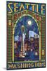 Stained Glass Window - Seattle, WA-Lantern Press-Mounted Art Print