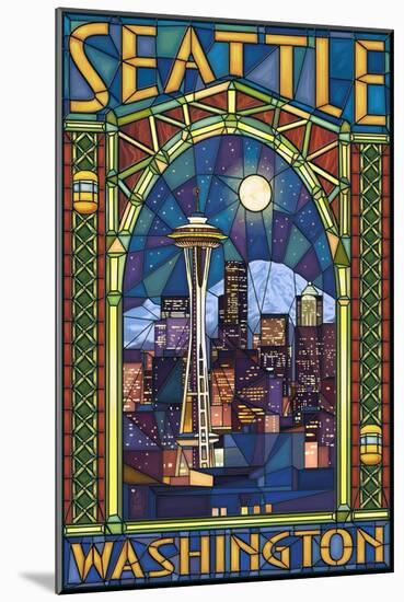 Stained Glass Window - Seattle, WA-Lantern Press-Mounted Art Print
