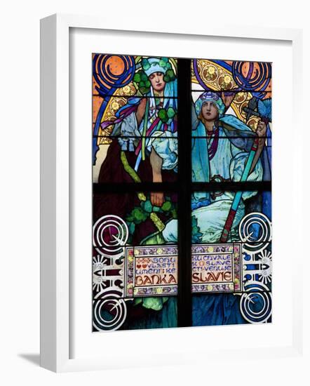 Stained Glass Window, St. Vitus's Cathedral, UNESCO World Heritage Site, Prague, Czech Republic-Martin Child-Framed Photographic Print
