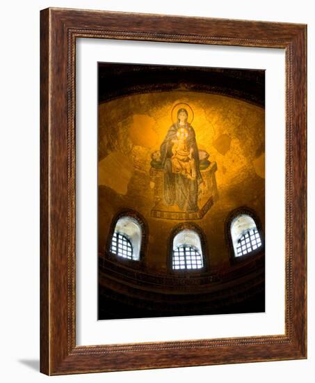 Stained Glass Windows and Artwork on Walls and Ceilings of Hagia Sophia, Istanbul, Turkey-Darrell Gulin-Framed Photographic Print