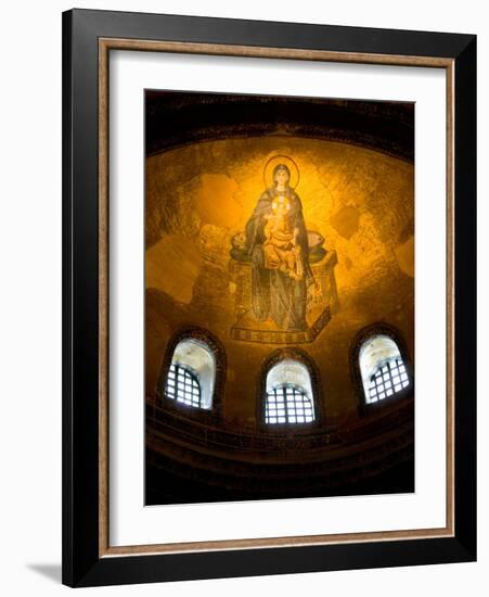 Stained Glass Windows and Artwork on Walls and Ceilings of Hagia Sophia, Istanbul, Turkey-Darrell Gulin-Framed Photographic Print