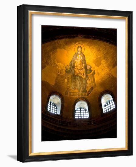 Stained Glass Windows and Artwork on Walls and Ceilings of Hagia Sophia, Istanbul, Turkey-Darrell Gulin-Framed Photographic Print