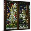 Stained glass windows depicting The Annunciation and Adam and Eve in the Garden of Eden-English School-Mounted Giclee Print