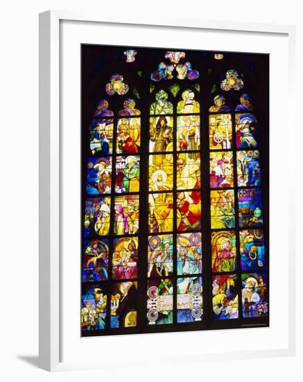 Stained Glass Windows, St. Vitus Cathedral, Prague, Czech Republic, Europe-Nigel Francis-Framed Photographic Print