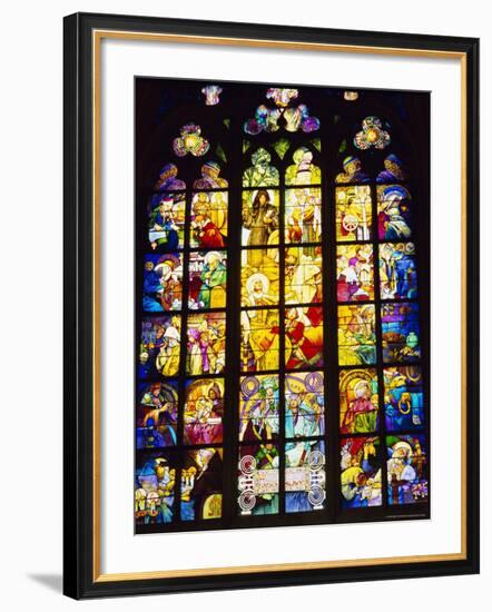 Stained Glass Windows, St. Vitus Cathedral, Prague, Czech Republic, Europe-Nigel Francis-Framed Photographic Print