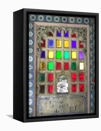 Stained Glasses in City Palace, Udaipur, Rajasthan, India-Keren Su-Framed Premier Image Canvas