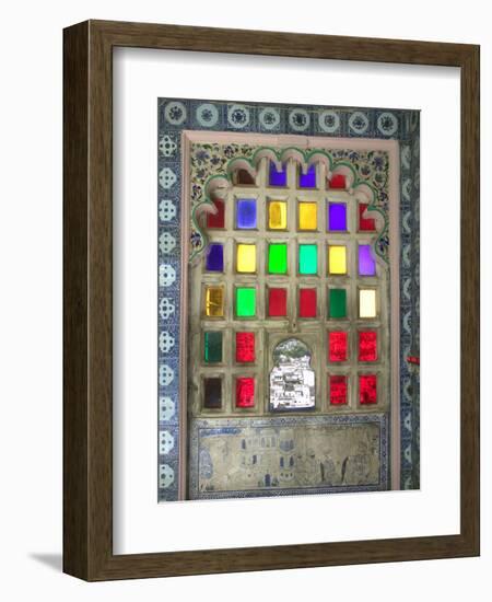 Stained Glasses in City Palace, Udaipur, Rajasthan, India-Keren Su-Framed Photographic Print