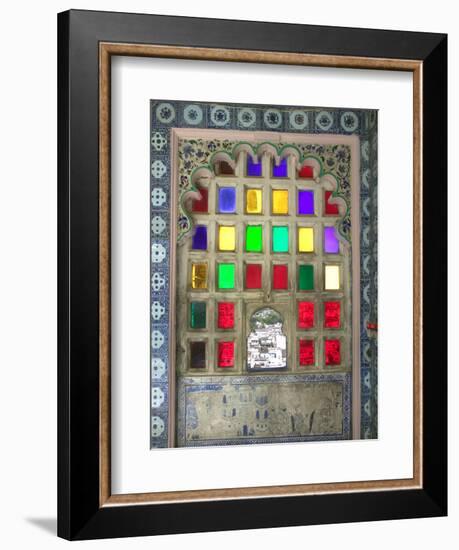 Stained Glasses in City Palace, Udaipur, Rajasthan, India-Keren Su-Framed Photographic Print