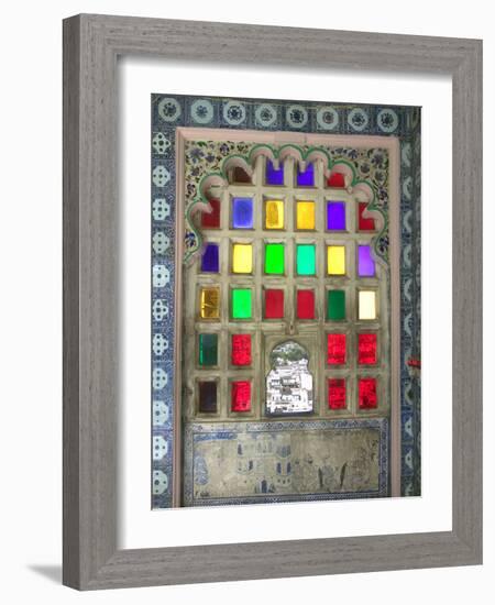 Stained Glasses in City Palace, Udaipur, Rajasthan, India-Keren Su-Framed Photographic Print