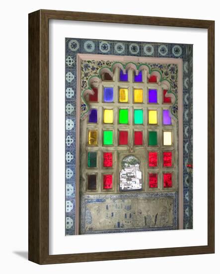 Stained Glasses in City Palace, Udaipur, Rajasthan, India-Keren Su-Framed Photographic Print