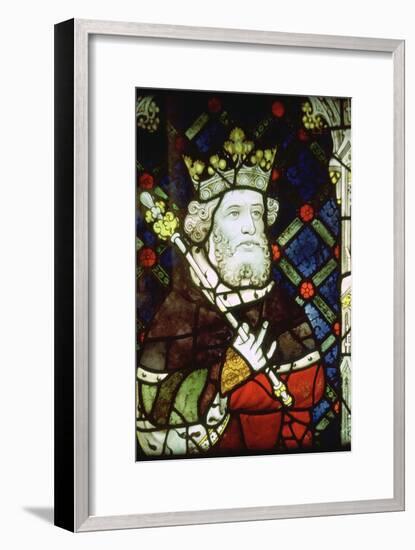 Stained thirteenth century glass image of King Cnut (985/95-1035). Artist: Unknown-Unknown-Framed Giclee Print