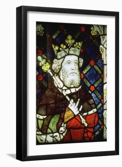 Stained thirteenth century glass image of King Cnut (985/95-1035). Artist: Unknown-Unknown-Framed Giclee Print