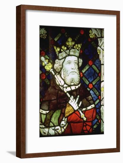 Stained thirteenth century glass image of King Cnut (985/95-1035). Artist: Unknown-Unknown-Framed Giclee Print