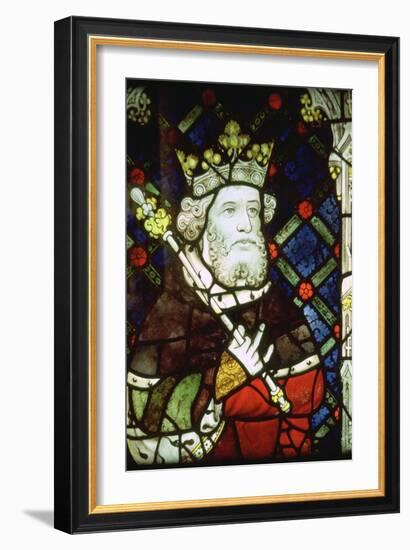 Stained thirteenth century glass image of King Cnut (985/95-1035). Artist: Unknown-Unknown-Framed Giclee Print