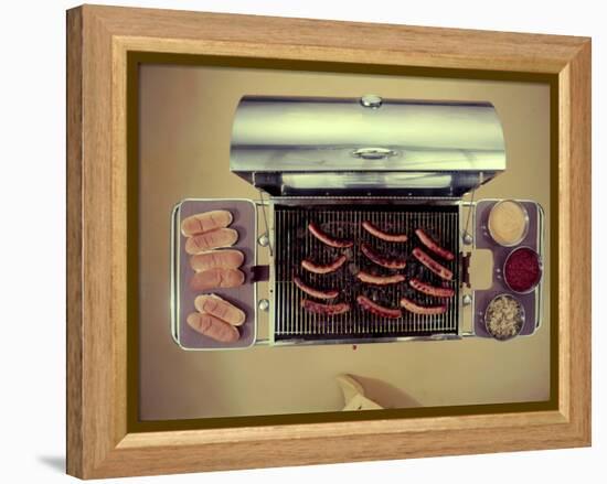 Stainless Steel Barbecue Grill, Upon Which are Buns, Hot Dogs, and Condiments, 1960-Eliot Elisofon-Framed Premier Image Canvas