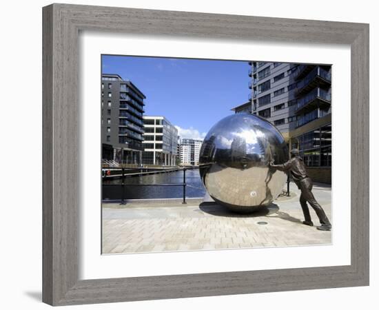 Stainless Steel Sculpture By Kevin Atherton, Clarence Dock, Leeds, West Yorkshire, England, Uk-Peter Richardson-Framed Photographic Print