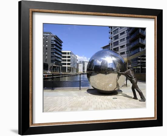 Stainless Steel Sculpture By Kevin Atherton, Clarence Dock, Leeds, West Yorkshire, England, Uk-Peter Richardson-Framed Photographic Print