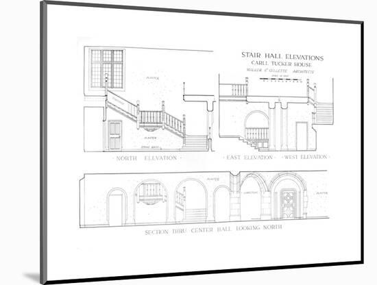 Stair hall elevations - house of Carll Tucker, Mount Kisco, New York, 1925-Walker and Gillette-Mounted Giclee Print