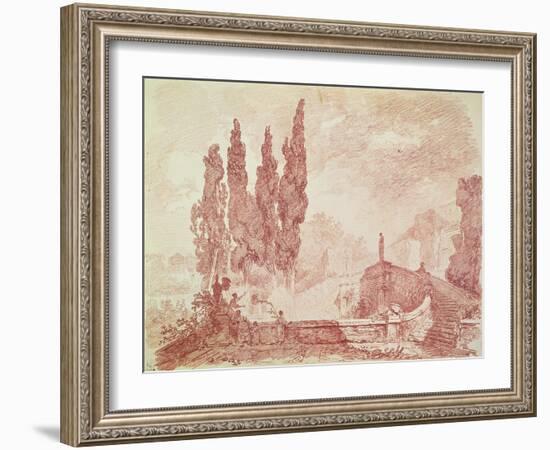 Staircase in the Gardens of the Villa D'Este, Tivoli-Jean-Honoré Fragonard-Framed Giclee Print