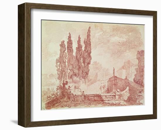 Staircase in the Gardens of the Villa D'Este, Tivoli-Jean-Honoré Fragonard-Framed Giclee Print