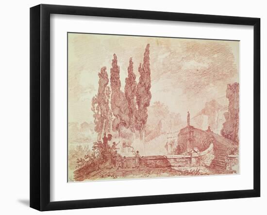 Staircase in the Gardens of the Villa D'Este, Tivoli-Jean-Honoré Fragonard-Framed Giclee Print